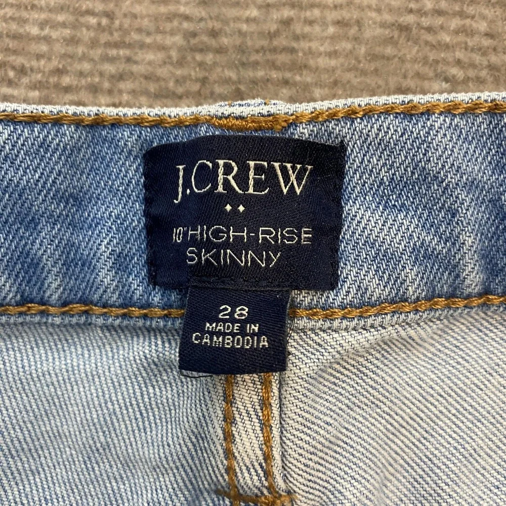 J.Crew‎ Jeans Womens 28 Light Blue 10in High-Rise Skinny Distressed Raw Hem
